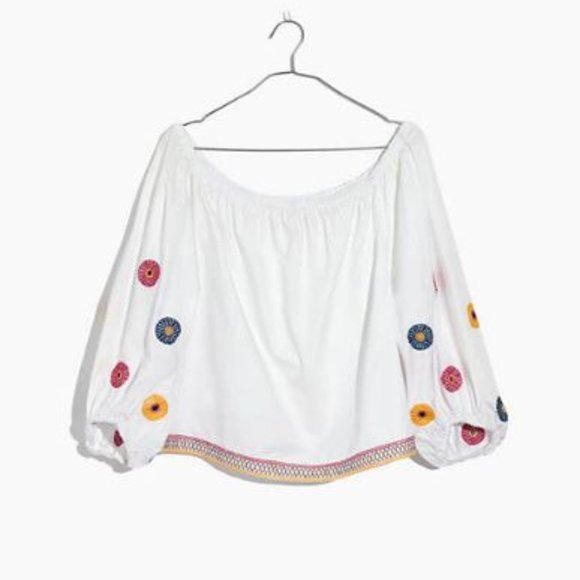 NWOT Madewell Embroidered Off-The-Shoulder Top - Picture 4 of 7